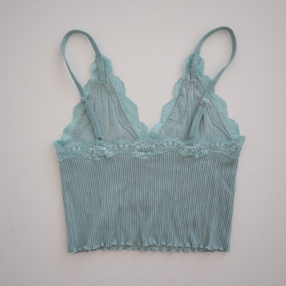 Forever 21 Lace Trim Ribbed Cropped Bralette Tank Top | M - Picture 4 of 5